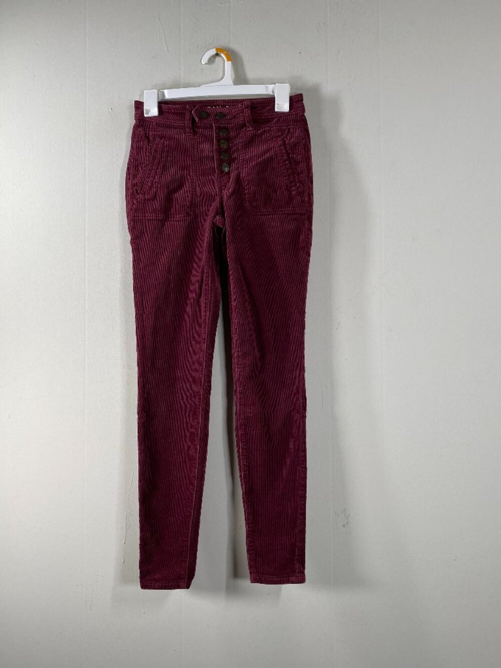 American Eagle Hi-Rise Corduroy Jeggings Women's 0 Button Fly Burgundy Casual